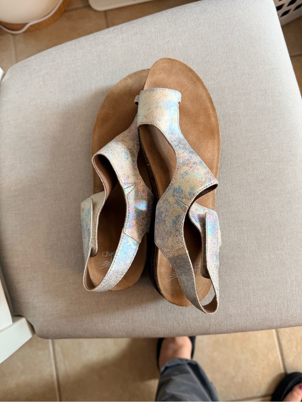 Dansko Iridescent Multicolor Toe Strap Sandals